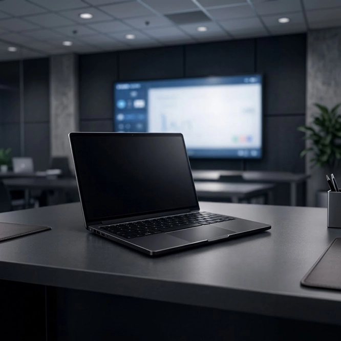 Nowoczesny laptop z monitorem interaktywnym